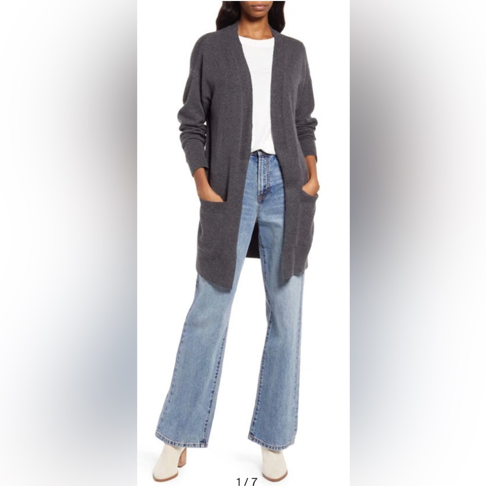 Treasure & Bond Gray Open Front Cotton Blend Cardigan Size Medium (8-10)…